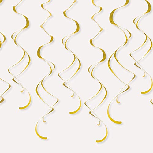 Unique Industries 26" Plastic Hanging Swirl Gold Decorations, 8ct