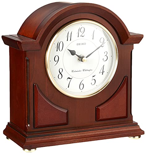Seiko 9" Brown Wooden Case with Chime Mantel Clock