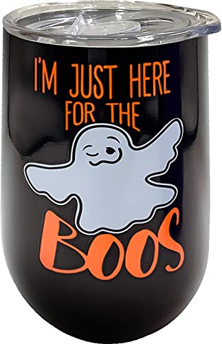 Spoontiques - Boos - Insulated Wine Tumbler with Lid - Double Wall Stainless Steel Stemless Wine Glass - 16oz