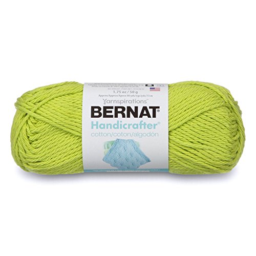 Spinrite Yarns (CA) Bernat Handicrafter Cotton Solids Yarn, 1.75 oz, Gauge 4 Medium, 100% Cotton, Hot Green