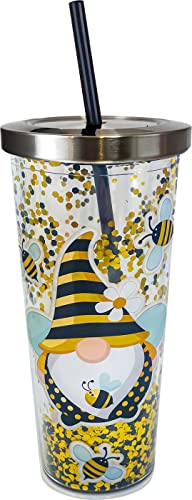 Spoontiques 21361 Bee Gnome Glitter Cup with Straw