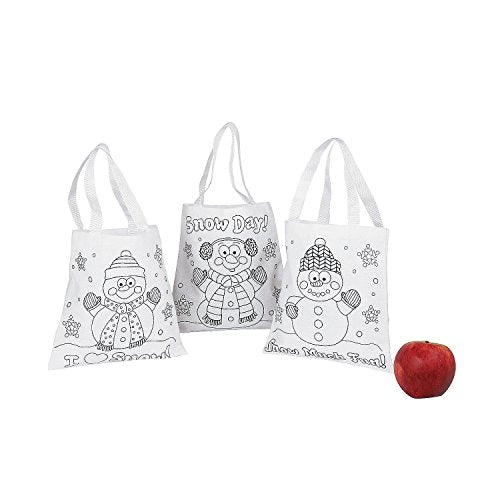 Fun Express Color Your Own Fabric Snowman Tote Bags - Crafts for Kids and Fun Home Activities