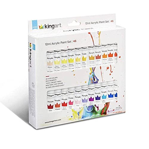 KINGART Studio Acrylic Paint, 12ml (.4oz), Set of 48 Colors