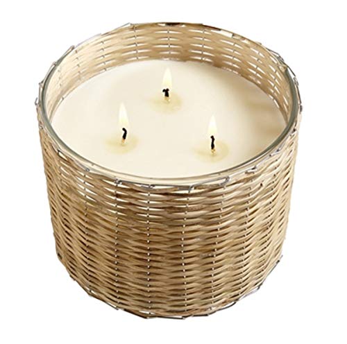 Hillhouse Naturals BWGL3 Beach Wood 3 Wick Handwoven Candle, 21oz