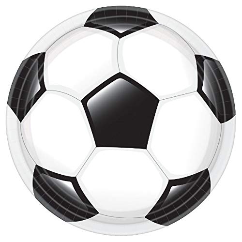 Amscan Soccer Fan Round, Party Dinner Plates, 10.5"