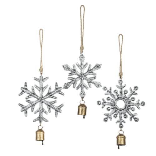 Ganz MX183310 Snowflake with Bells Ornaments, 14-inch Height, Metal, Set of 3