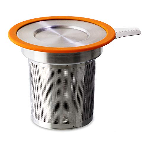 Forlife Brew-in-Mug Extra-fine Tea Infuser with Lid, Set of 6 (Orange)