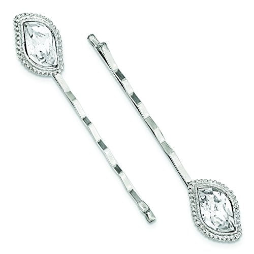 1928 Jewelry Silver-Tone Crystal Diamond-Shaped Bridal Bobby Pin Set