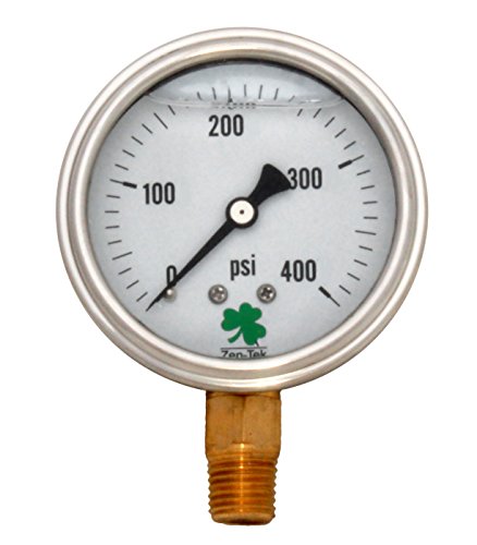 Zenport LPG400 Zen-Tek Glycerin Liquid Filled Pressure Gauge, 400 PSI