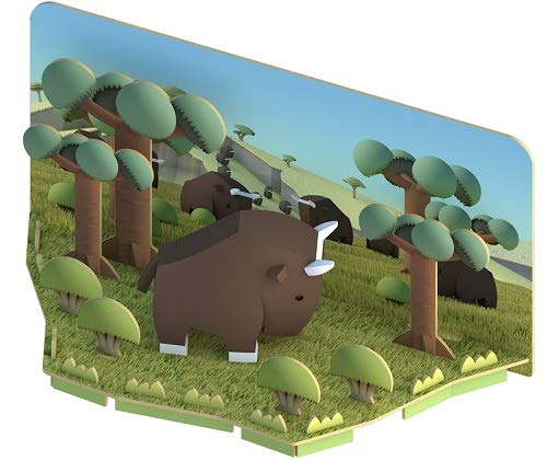 HALFTOYS Complete Animal Series Playset with Magnets, GNU (Figure, Bone Puzzle, Magnet, Craft and Display!)