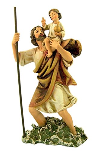 Roman Catholic Patron Saint Christopher the Christ Bearer Resin Statue, 6 Inch