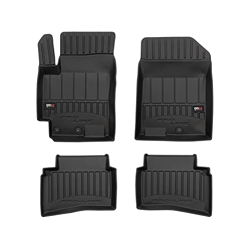 OMAC USA Premium Floor Mats for Kia Rio 2018-2023 3D Car Liners Set Black/Front & 2nd Row Seat - Rubber - All Weather - Odorless