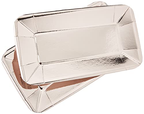 Unique Industries Rose Gold Foil Rectangular Appetizer Party Plates - Foil Board, 8 Ct.