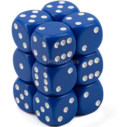 DND Dice Set-Chessex D&D Dice-16mm Opaque Blue and White Plastic Polyhedral Dice Set-Dungeons and Dragons Dice Includes 12 Dice  D6