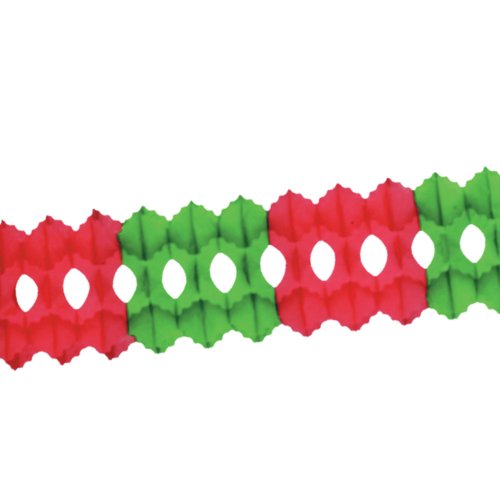 Beistle Red & Green Tissue Paper Hanging Garland Christmas Party Decorations, 5.5" x 12&