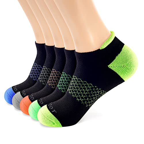 MONFOOT 5 Pairs Athletic Cushioned Running Performance Heel Tab Ankle Socks For Men/Women
