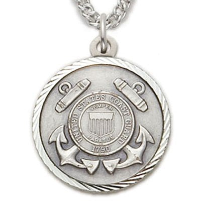 True Faith Jewelry U.S. COAST GUARD STERLING SILVER MILITARY MEDAL,1 INCH, CROSS BACK