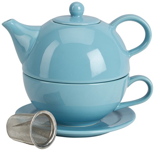 Omniware 5 Piece Tea For One Teapot Set with An Infuser, Turquoise