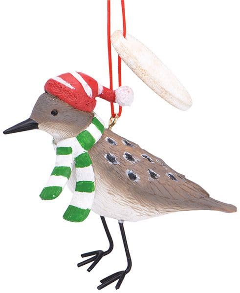 Cape Shore Christmas Resin Ornament, Sand Piper with Santa Hat, Holiday Tree Decoration, Home Collection