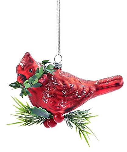Giftcraft 682375 Christmas Cardinal Ornament, 2.75 inch, Glass