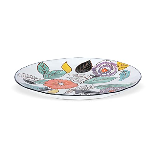 Park Hill Collection Poppy Garden Stoneware Dinner Plate, 10.5-inch Diameter, Kitchen and Dining Accessories