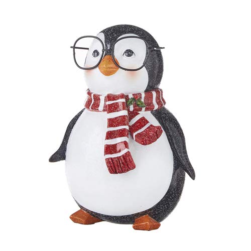 Raz Imports 4111151 Penguin with Glasses, 7-inch Height, Stone