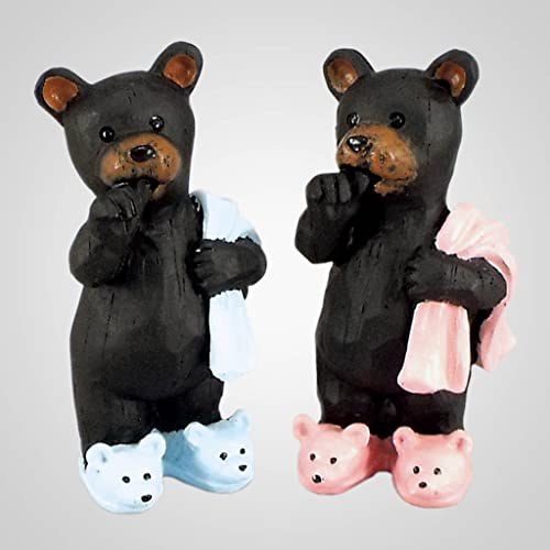 Lipco Nighty Night Bear Figurine Blue and Pink, 4-inch Height, Polyresin, Set of 2