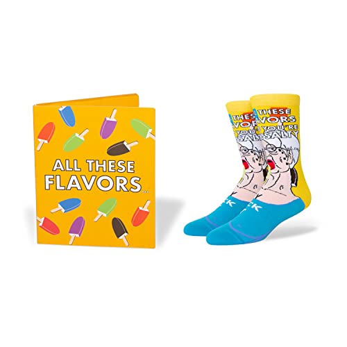 InStitches Funny Birthday Gift Card & Novelty Socks Combo, Hilarious Greeting Card Gift for Men and Women, Adult Humor Notecard, Fun Crew Sock and Envelope Included (Lick It)