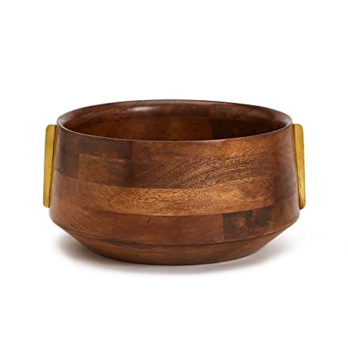 Two's Company Two's Company Milo Mango Wood Serving Bowl W/Brass Accent