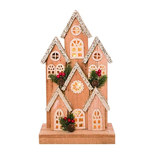 Transpac M2543 Light Up Rustic Village, 14.96-inch Height, Wood