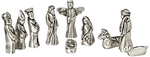 Basic Spirit Nativity Set Mini Pewter Figurine 10 pc Set w/ Velvet Pouch