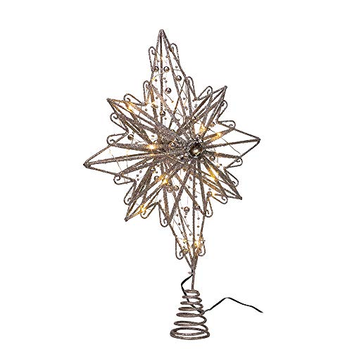Kurt S. Adler Kurt Adler 15.5-Inch 30 Fairy Light Silver Star Treetop Tree Topper, Multi