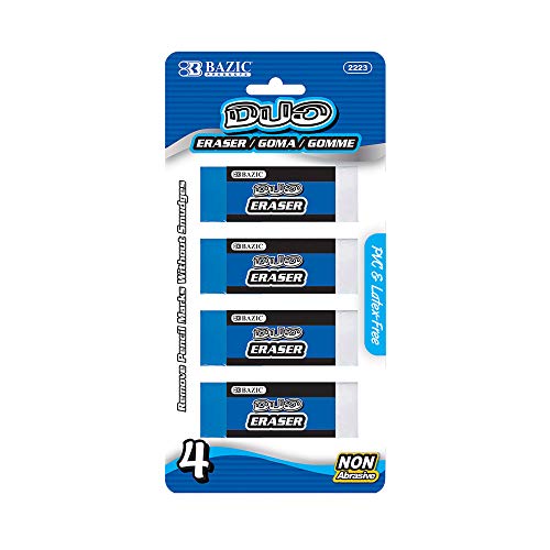 BAZIC Two-Tone Vinyl Eraser (4/Pack)