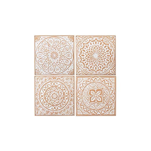 Ganz CB174130 Embossed Terracotta Finish Medallion Wall Decor, Set of 4