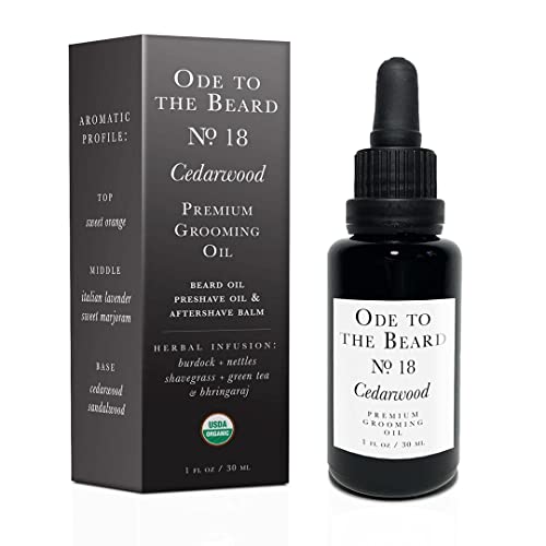 Vegan Mia Organics - Ode To The Beard, Cedar-Scented Beard Oil For Men, 3-in-1 Premium Grooming Oil with Argan Oil, Jojoba and More, For Beard Growth and Maintenance - Cedarwood Beard Oil, 1 fl oz