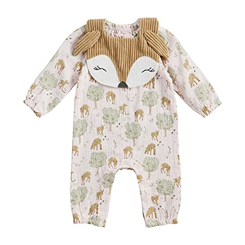 Mud Pie Girls Deer Bodysuit And Bib Set, 3-6Months