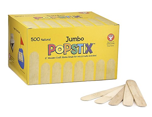 Hygloss Products, Inc Natural Wood Popstix - Jumbo Size Popsicle Sticks - Art Projects, Kids Crafts, Baking Supplies - 6 x 3/4 inches, 500 Pieces (72250)