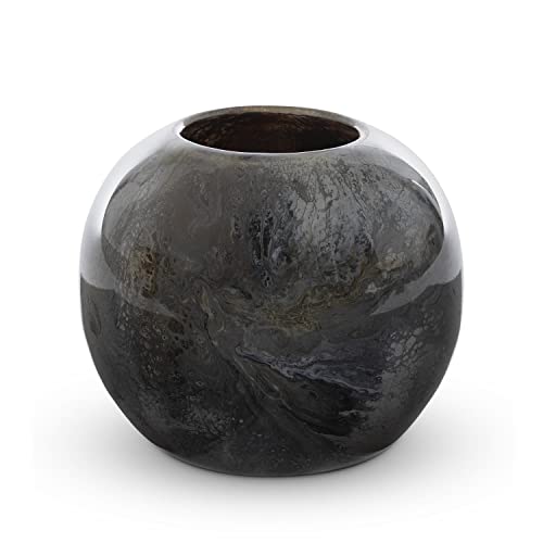 Park Hill Collection Dakota Artisan Glass Round Vase with Grey Finish EAB30126
