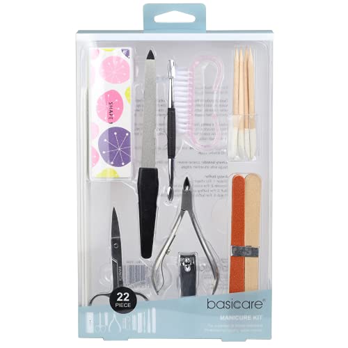 Basicare 22-pieces Professional Manicure Set - Nail grooming kit for Women Men Nail Clippers Stainless Steel Manicure Kit -Cuticle and Nail Care