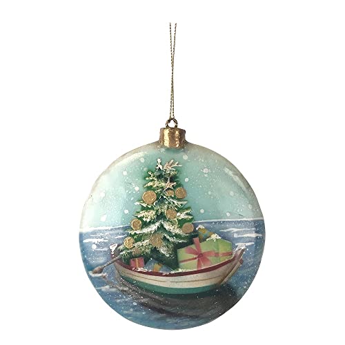 Beachcombers B23246 Capiz Christmas Tree Canoe Ornament, 4.5-inch Height
