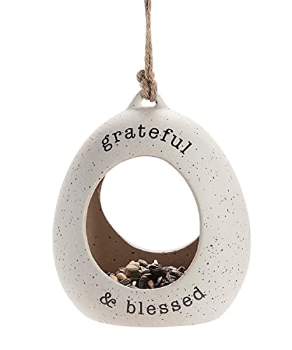 Giftcraft 717625 Black and White Sentiment Birdfeeder, 6.25-inch Height, Ceramic