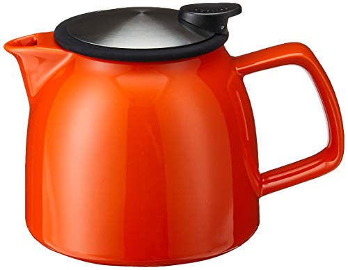 FORLIFE Bell Ceramic Teapot with Basket Infuser, 26-Ounce/770ml, Carrot