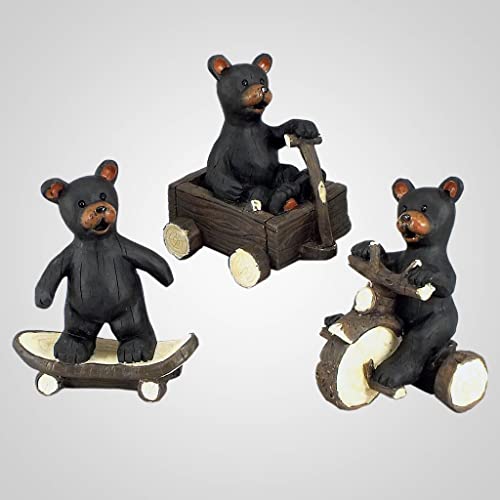 Lipco Bears on Wheeled Toys Figurine, 2.75-inch Length, Set of 3, Polystone