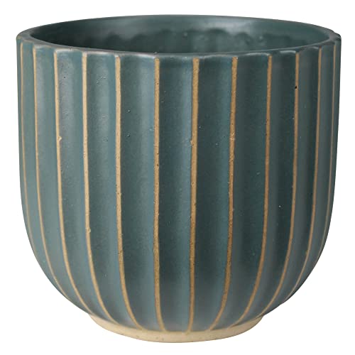 HomArt Lyna Scalloped Cachepot, 5.25-inch Length, Ceramic, Green