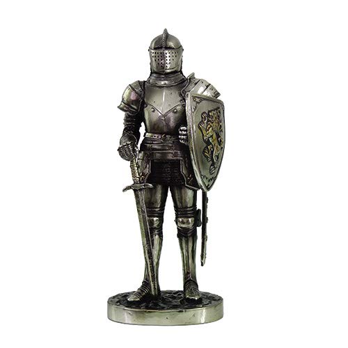 Pacific Trading Giftware PTC 7 Inch Medieval Knight with Shield and Sword Statue Figurine