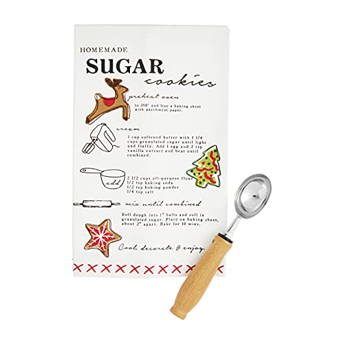 Mud Pie Christmas Cookie Baking Towel and Scoop Kit, Sugar Cookie, Towel 26" x 16.5", Scoop 7"