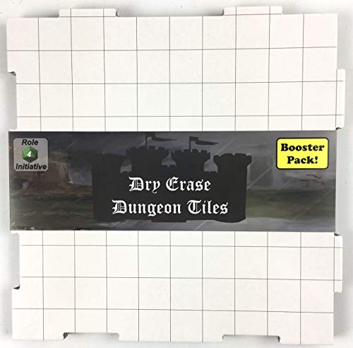Role 4 Initiative Dry-Erase Dungeon Tiles, White, Booster Pack of Two 10" Tiles and Eight 5" Tiles