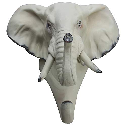 Comfy Hour Symmetric Geometric Animal Hook Collection Decorative Elephant Single Clothes Hook Wall Hanger, 7-inch Polyresin