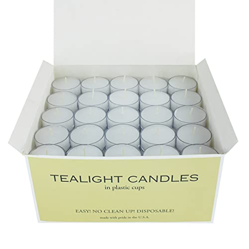 General Wax & Candle Co. Box of 125 White Tea Light Candles in Plastic Cup