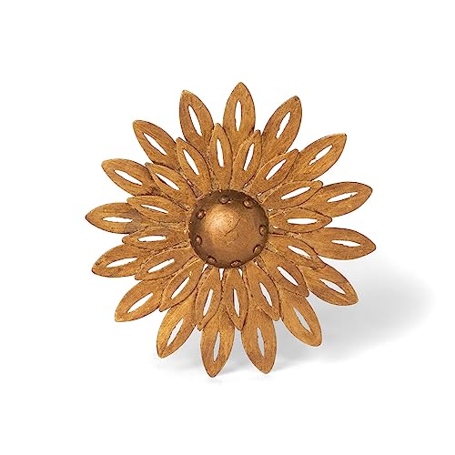 Park Hill Collection Aged Nickel Wall Dahlia, Small, 6.5-inch Diameter, Iron, For Decorative Use, Wall Decor, Home, Office, Kitchen, Living Room, Indoor